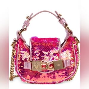 Kurt Geiger Micro Kingsley Hobo Fuschia Pink Sequin Women's Bag